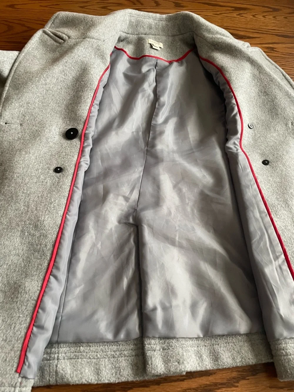 J. Crew Gray Double-Breasted Wool-Blend Peacoat with Gold Buttons - Picture 7 of 10